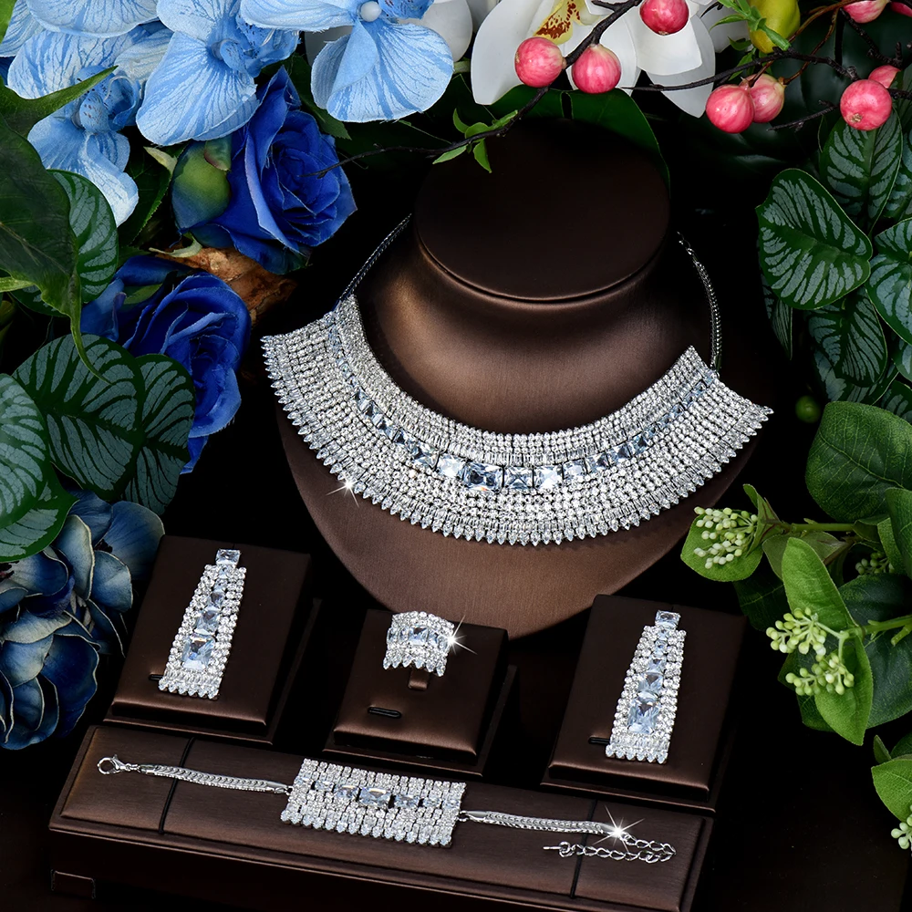 HIBRIDE High-end light luxury necklace earrings bracelet 4 pieces temperament jewelry Dubai women wedding banquet festival S-819
HIBRIDE High-end light luxury necklace earrings bracelet 4 pieces temperament jewelry Dubai women wedding banquet festival S-819