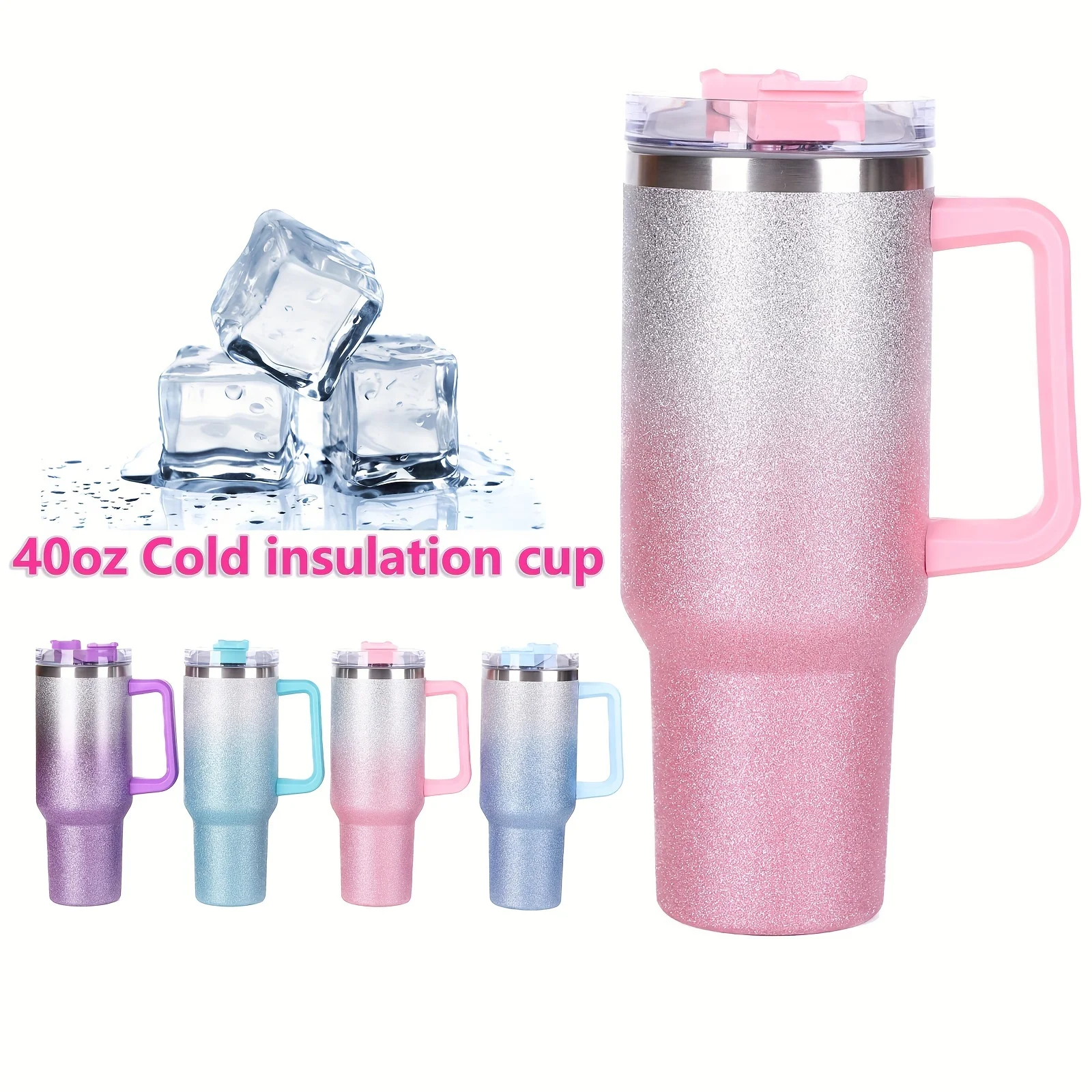 1pc, Shiny Glitter Tumbler With Lid And Straw, 40oz Stainless Steel Thermal Water Bottle With Handle, Portable Drinking Cups,
1pc, Shiny Glitter Tumbler With Lid And Straw, 40oz Stainless Steel Thermal Water Bottle With Handle, Portable Drinking Cups,