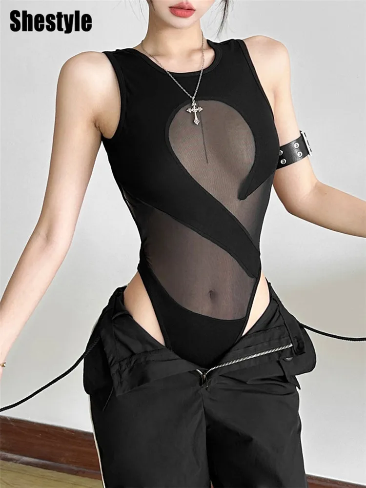 Shestyle Black Mesh Transparent Backless Women Bodysuit Women Round Neck Patchwork Bandage Tank Tops Autumn Basic Stylish New
Shestyle Black Mesh Transparent Backless Women Bodysuit Women Round Neck Patchwork Bandage Tank Tops Autumn Basic Stylish New