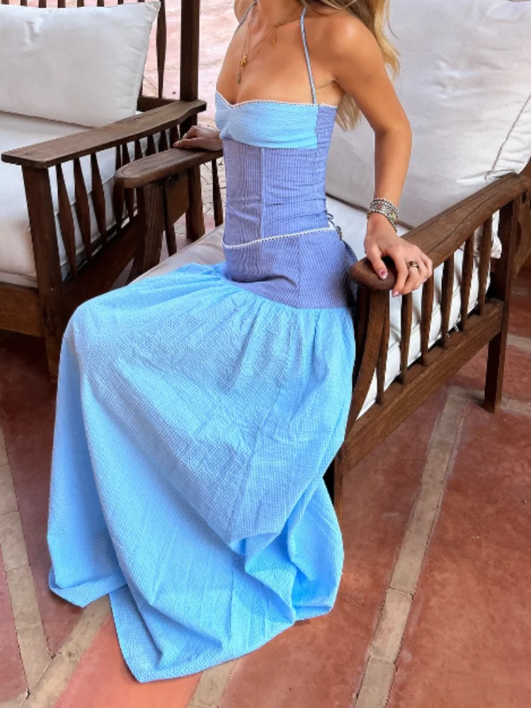 Elegant Two-Piece Set For Women Halter Tie Open Back Corset Top Waist Cutout Flared Skirt Suit Lady's Vacation Casual Outfit
Elegant Two-Piece Set For Women Halter Tie Open Back Corset Top Waist Cutout Flared Skirt Suit Lady's Vacation Casual Outfit