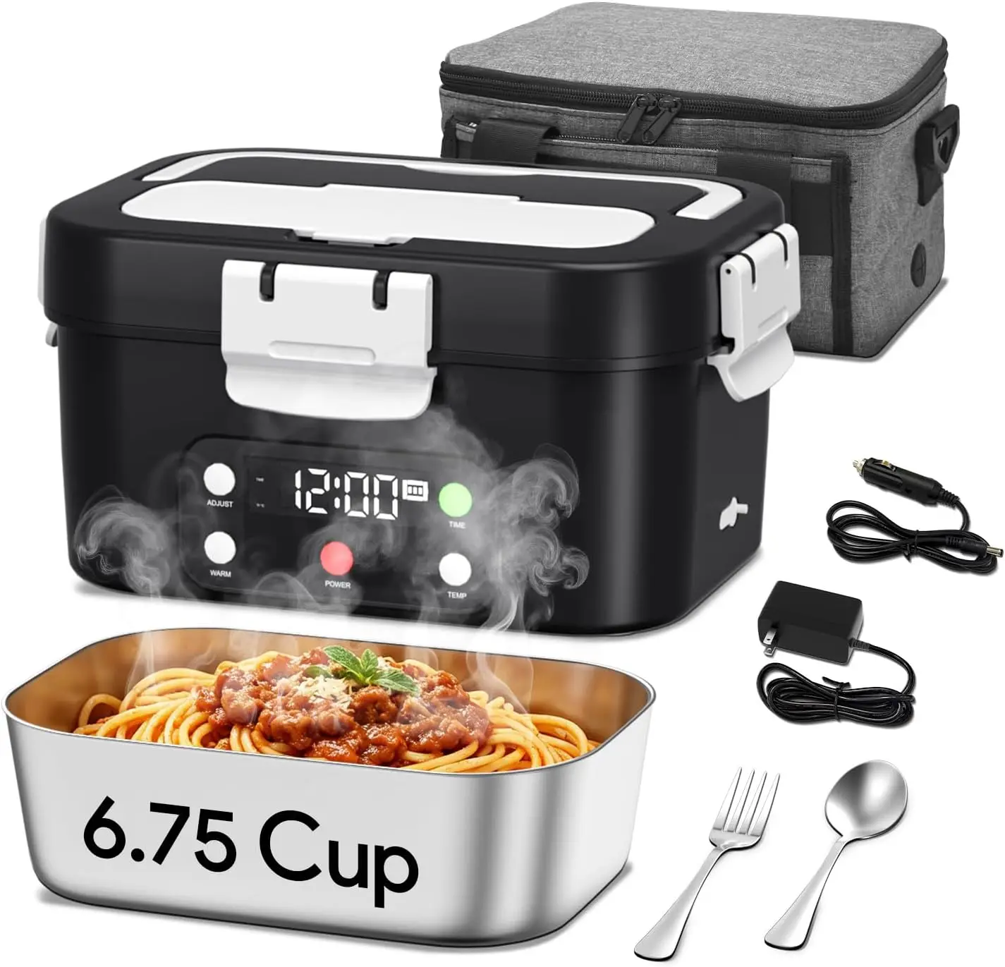 Cordless Electric Lunch Box with Smart Timer, 16000mAh Battery, 6.7 Cup Capacity, Leakproof for Work and Travel
Cordless Electric Lunch Box with Smart Timer, 16000mAh Battery, 6.7 Cup Capacity, Leakproof for Work and Travel