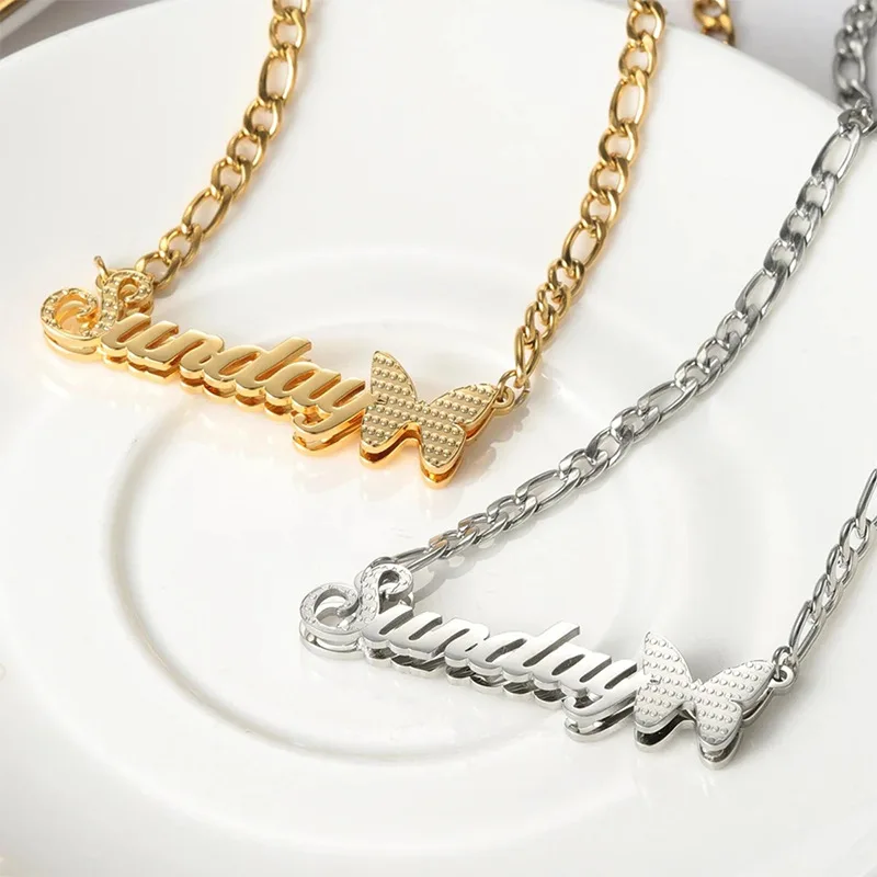 DOREMI Custom Name Necklace Personalized Stainless Steel Double Layer Butterfly Nameplate Pendant Gold Jewelry Gift For Women
DOREMI Custom Name Necklace Personalized Stainless Steel Double Layer Butterfly Nameplate Pendant Gold Jewelry Gift For Women