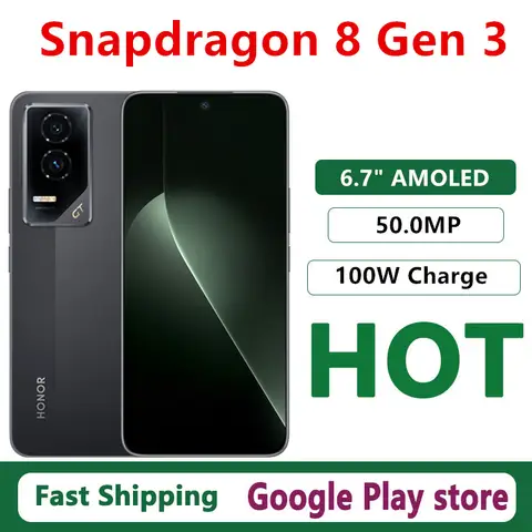 Original Honor GT Mobile Phone OTA 6.7" AMOLED 120HZ 100W Charge 50.0MP Camera 5300mAh Battery Snapdragon 8 Gen 3 Android 15.0