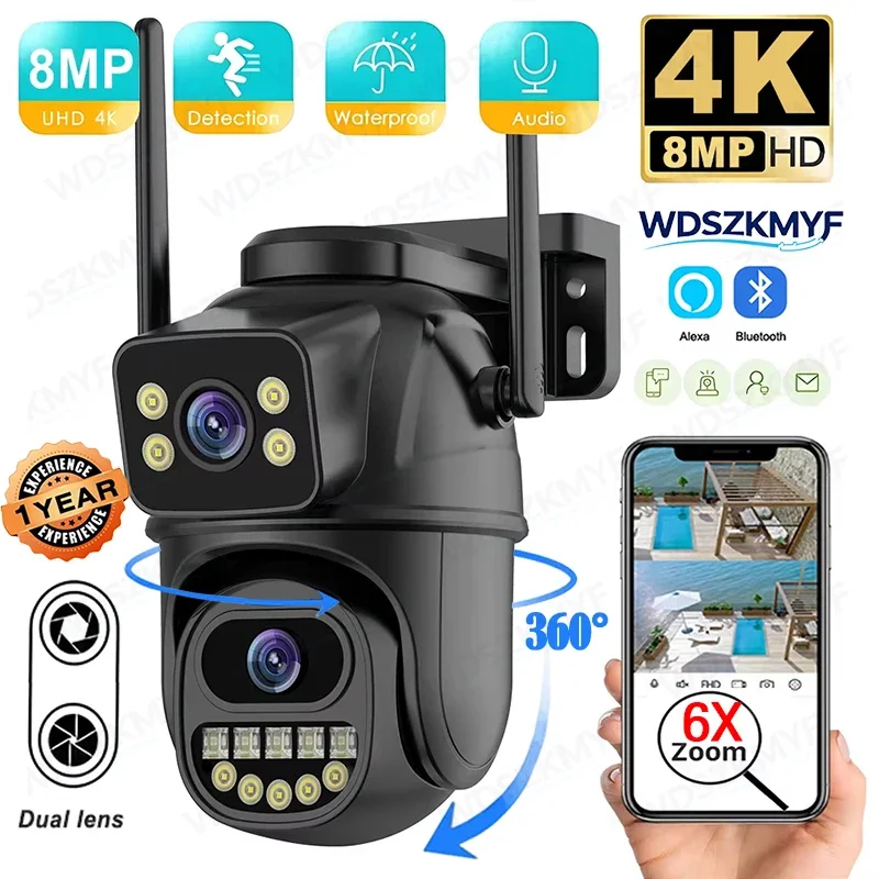 4K 8MP Wifi Connect Camera Outdoor Dual Lens Waterproof IP66 AI Auto Tracking IP PTZ Camera Audio Video Surveillance
4K 8MP Wifi Connect Camera Outdoor Dual Lens Waterproof IP66 AI Auto Tracking IP PTZ Camera Audio Video Surveillance