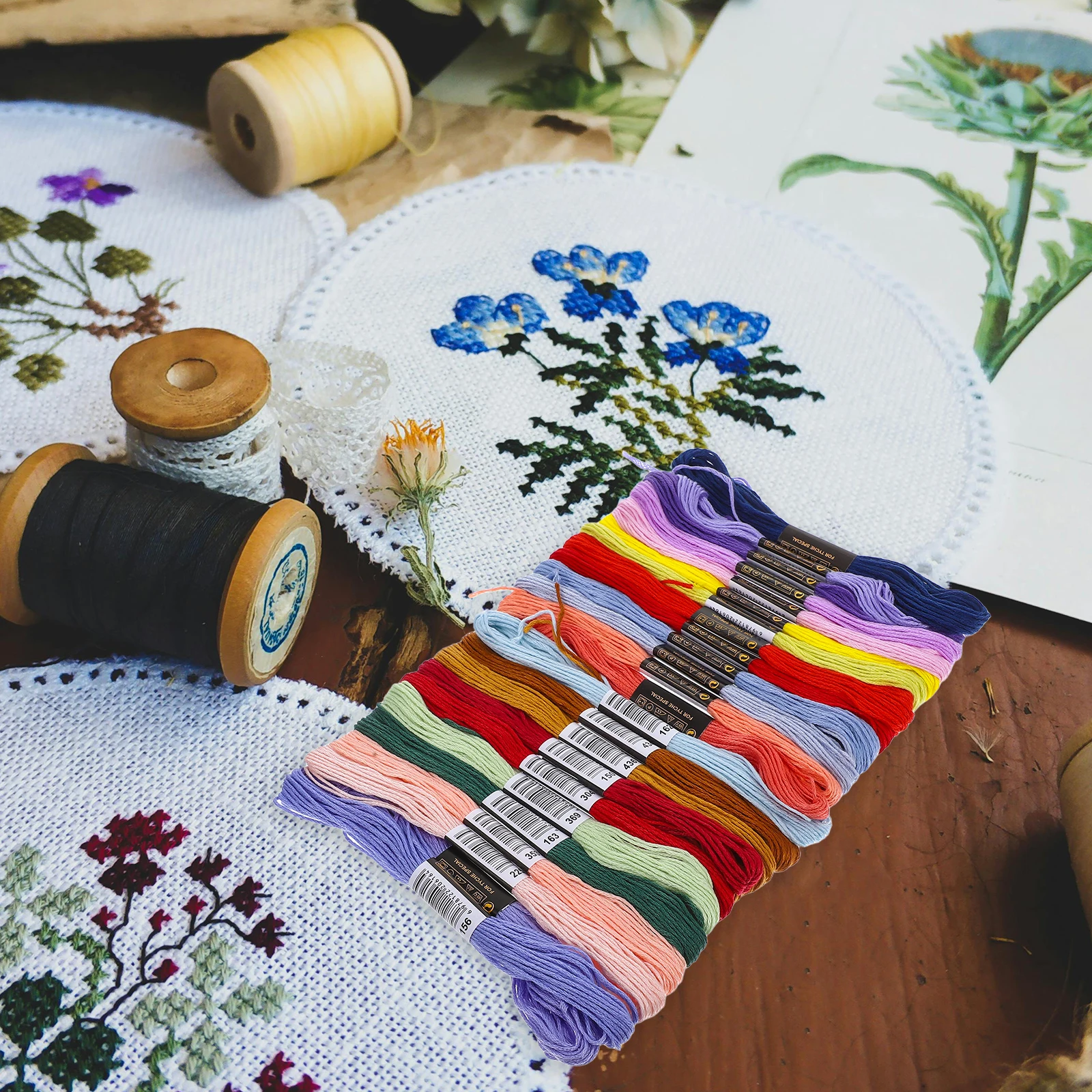 24Pcs Cross Stitch Thread Kit Polyester Cotton Blend for Embroidery Crochet Knotting Bracelet Making DIY Craft Floss Set
24Pcs Cross Stitch Thread Kit Polyester Cotton Blend for Embroidery Crochet Knotting Bracelet Making DIY Craft Floss Set