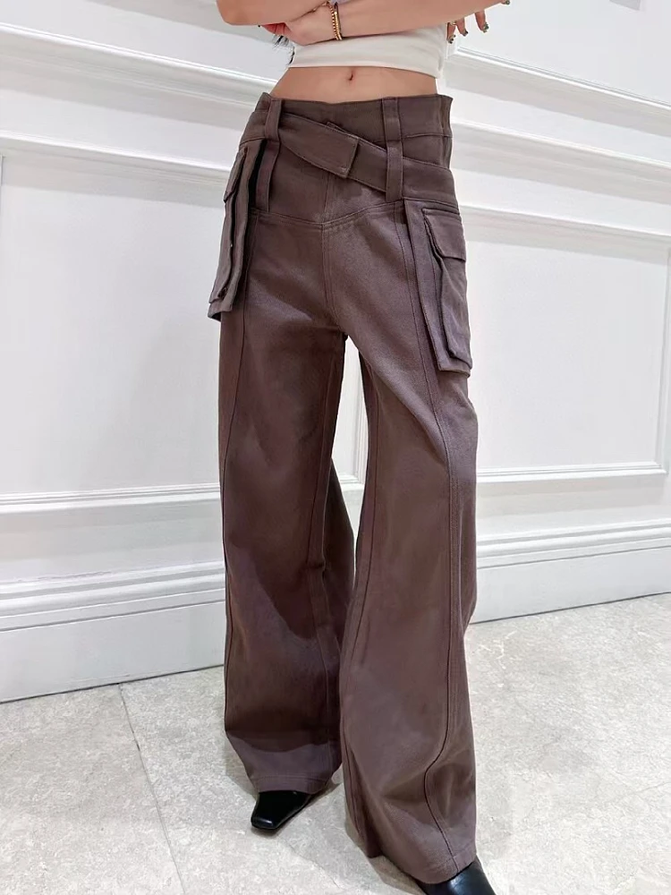 2025 luxury new women high quality pockets straight pants female chic casual trouse with belts for ladies
2025 luxury new women high quality pockets straight pants female chic casual trouse with belts for ladies