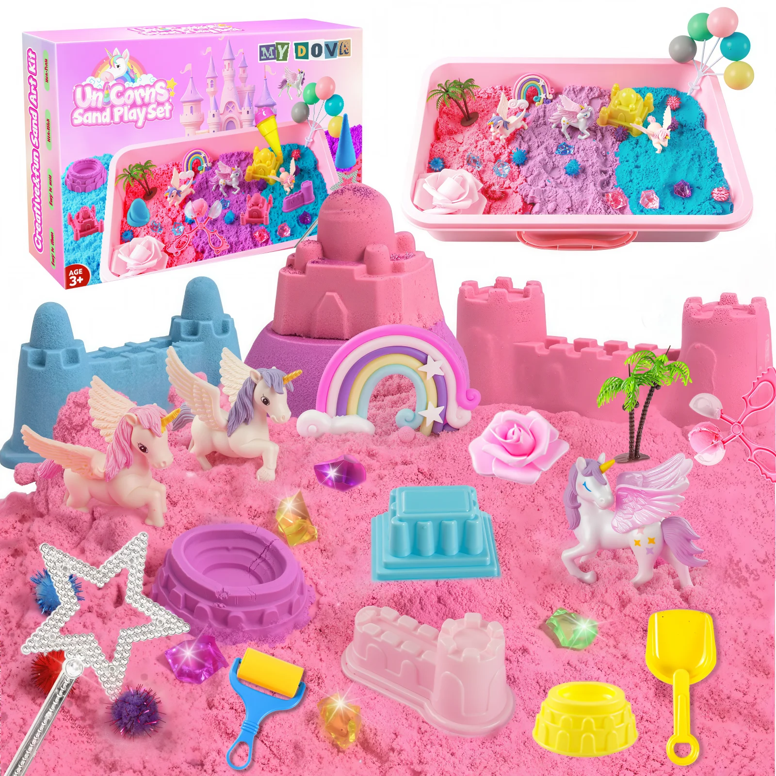 Unicorn Sensory Sand Kit for Girls – 3.3lbs Colorful Play Sand, Unicorn Toys, Castle & Ice Cream Molds, Tools & Sandbox with Lid
Unicorn Sensory Sand Kit for Girls – 3.3lbs Colorful Play Sand, Unicorn Toys, Castle & Ice Cream Molds, Tools & Sandbox with Lid