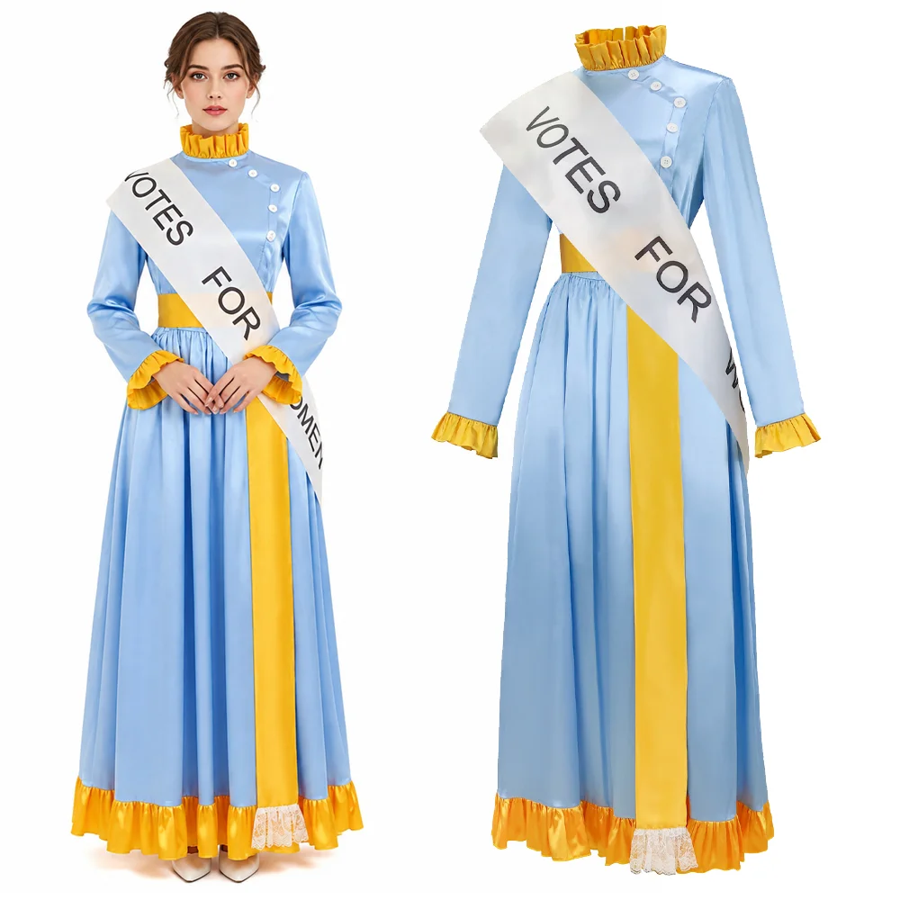 Mary Cosplay Poppins Costume Vintage Suffragist Blue Yellow Long Maxi Dress VOTES FOR WOMEN Sash Vote Outfit Halloween Disguise
Mary Cosplay Poppins Costume Vintage Suffragist Blue Yellow Long Maxi Dress VOTES FOR WOMEN Sash Vote Outfit Halloween Disguise