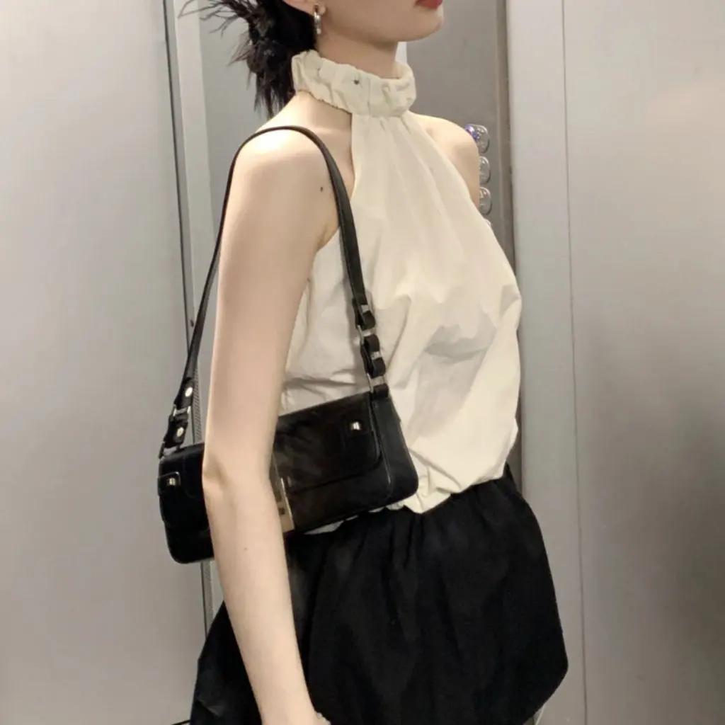Retro Elegant Women's Sleeveless Top Open Shoulder Drawstring Design Summer Fashion Sense Casual Sling Style
Retro Elegant Women's Sleeveless Top Open Shoulder Drawstring Design Summer Fashion Sense Casual Sling Style