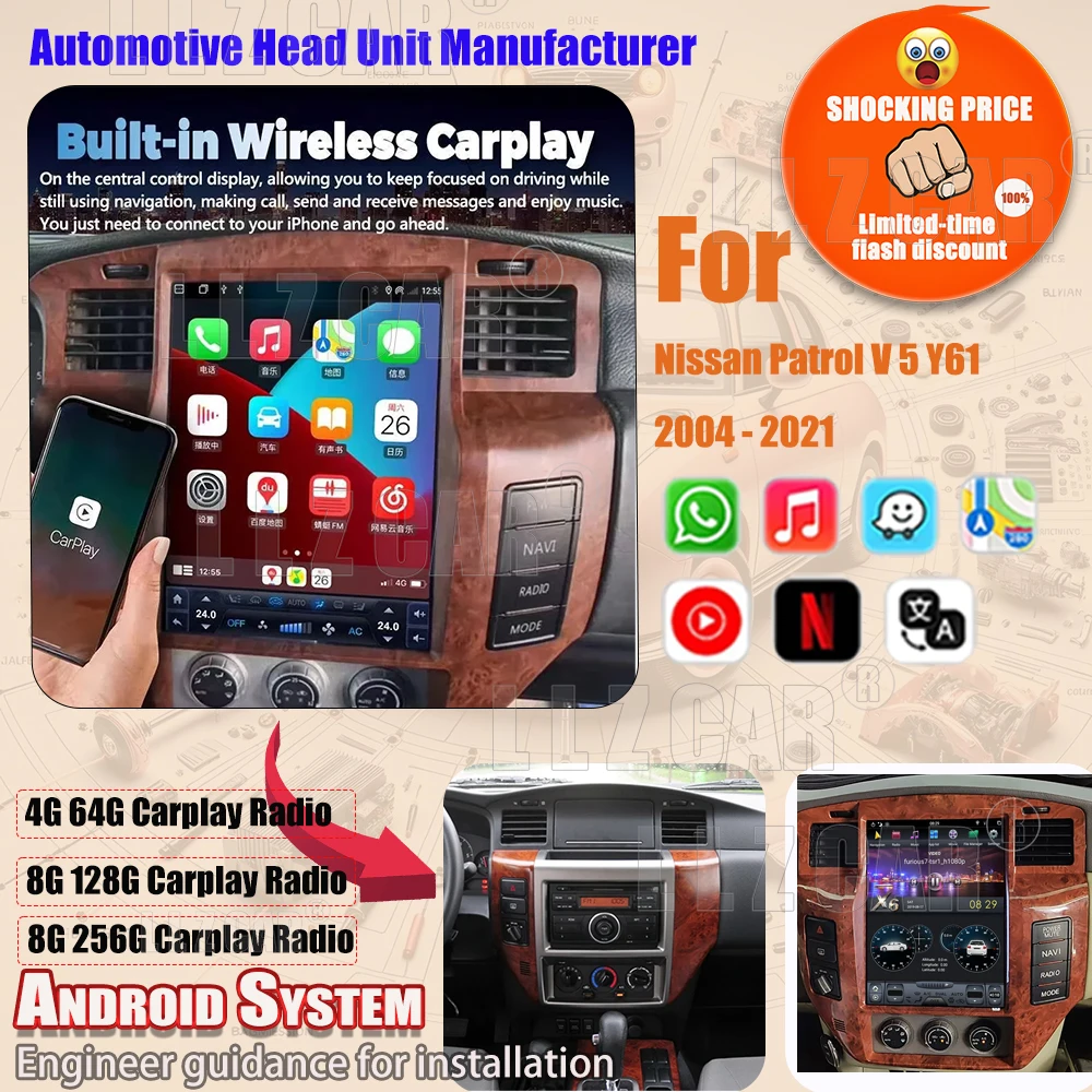 12.1'' Android13 Auto Radio For Nissan Patrol Y61 2004-2021 LHD RHD GPS WiFi BT Wireless CarPlay Multimedia Navigation Head Unit
12.1'' Android13 Auto Radio For Nissan Patrol Y61 2004-2021 LHD RHD GPS WiFi BT Wireless CarPlay Multimedia Navigation Head Unit