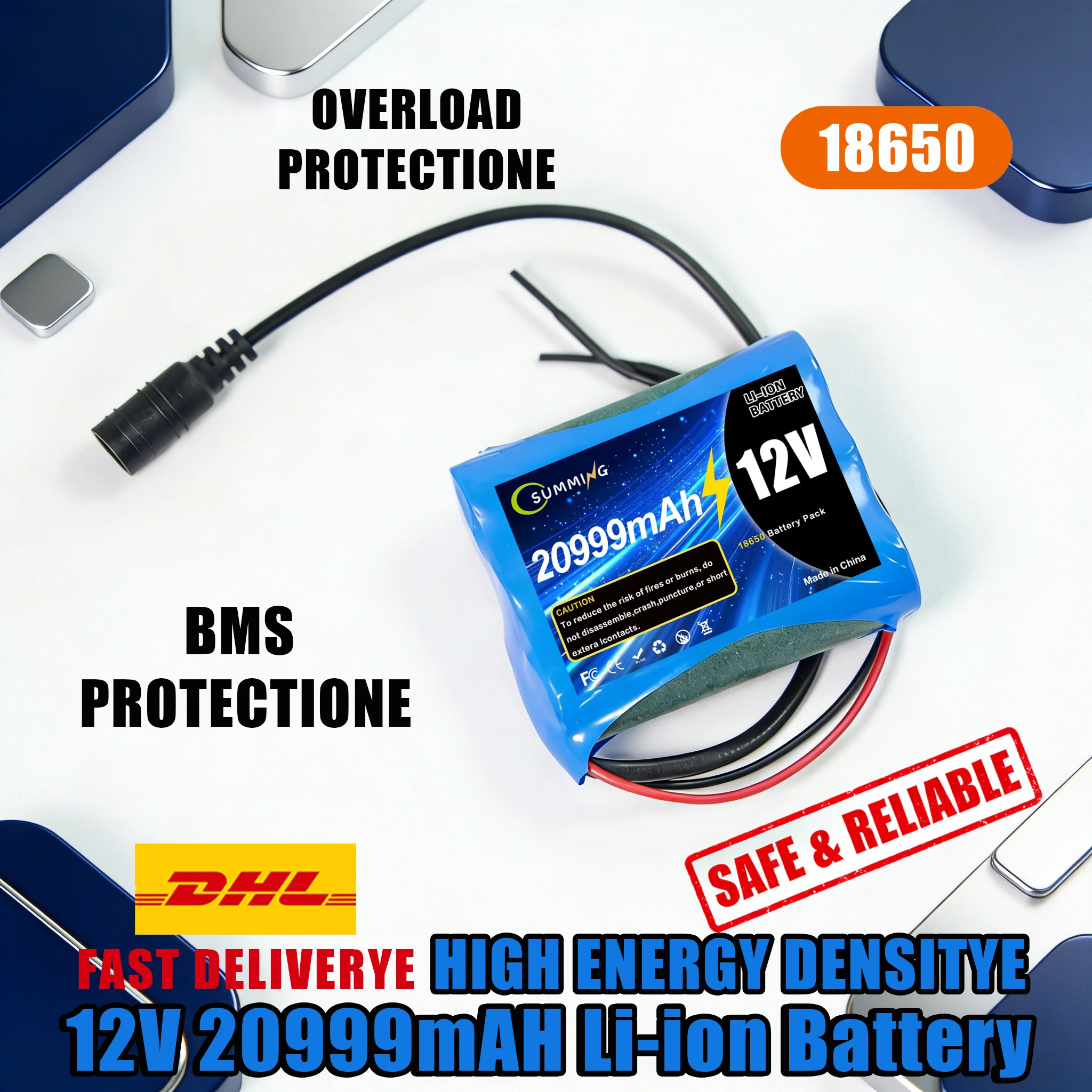 3S1P 12.6V 20999mAh Li-ionRechargeable Battery Pack 12V 20.9Ah with DCCharger, Overcharge/Discharge Protection
3S1P 12.6V 20999mAh Li-ionRechargeable Battery Pack 12V 20.9Ah with DCCharger, Overcharge/Discharge Protection