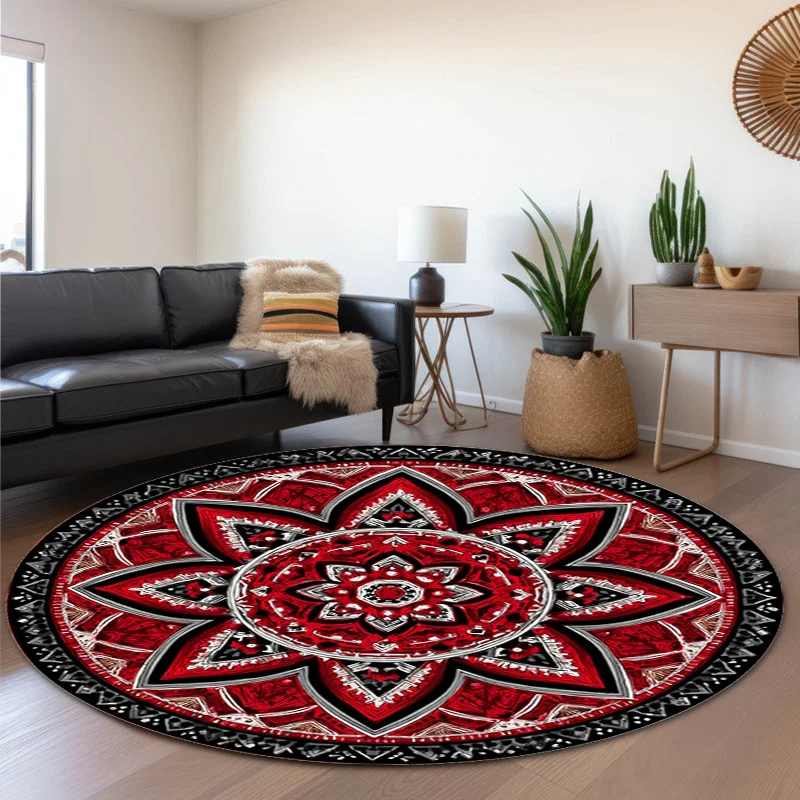 Large Round Bohemian Tribal Mandala Area Rug Red Black Geometric Ethnic Style Floor Decor for Living Room and Bedroom Decoration
Large Round Bohemian Tribal Mandala Area Rug Red Black Geometric Ethnic Style Floor Decor for Living Room and Bedroom Decoration
