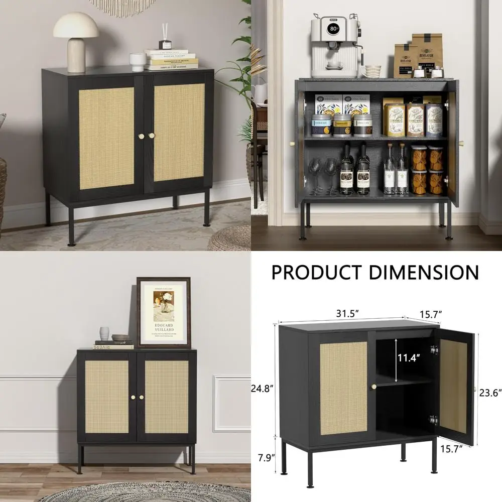 Rattan Decorated Kitchen Storage Sideboard Cabinet, Dining Room Buffet Table, Hallway Console Accent Furniture
Rattan Decorated Kitchen Storage Sideboard Cabinet, Dining Room Buffet Table, Hallway Console Accent Furniture