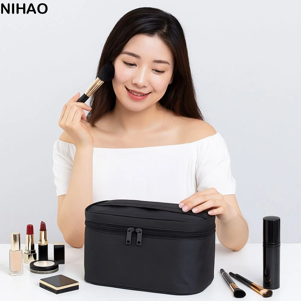 Japanese Style Women's Makeup Bag Black Large Capacity Cosmetics Bag Double Zipper Handheld Washing Storage Bag Women/Men
Japanese Style Women's Makeup Bag Black Large Capacity Cosmetics Bag Double Zipper Handheld Washing Storage Bag Women/Men