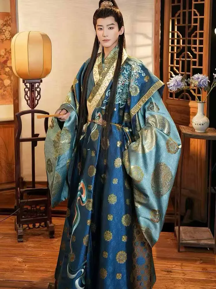 Blue Imperial Prince Hanfu Set Gold Pattern Satin White Gold Green Taoist Robe Traditional Chinese Outfit for Wedding Photoshoot
Blue Imperial Prince Hanfu Set Gold Pattern Satin White Gold Green Taoist Robe Traditional Chinese Outfit for Wedding Photoshoot