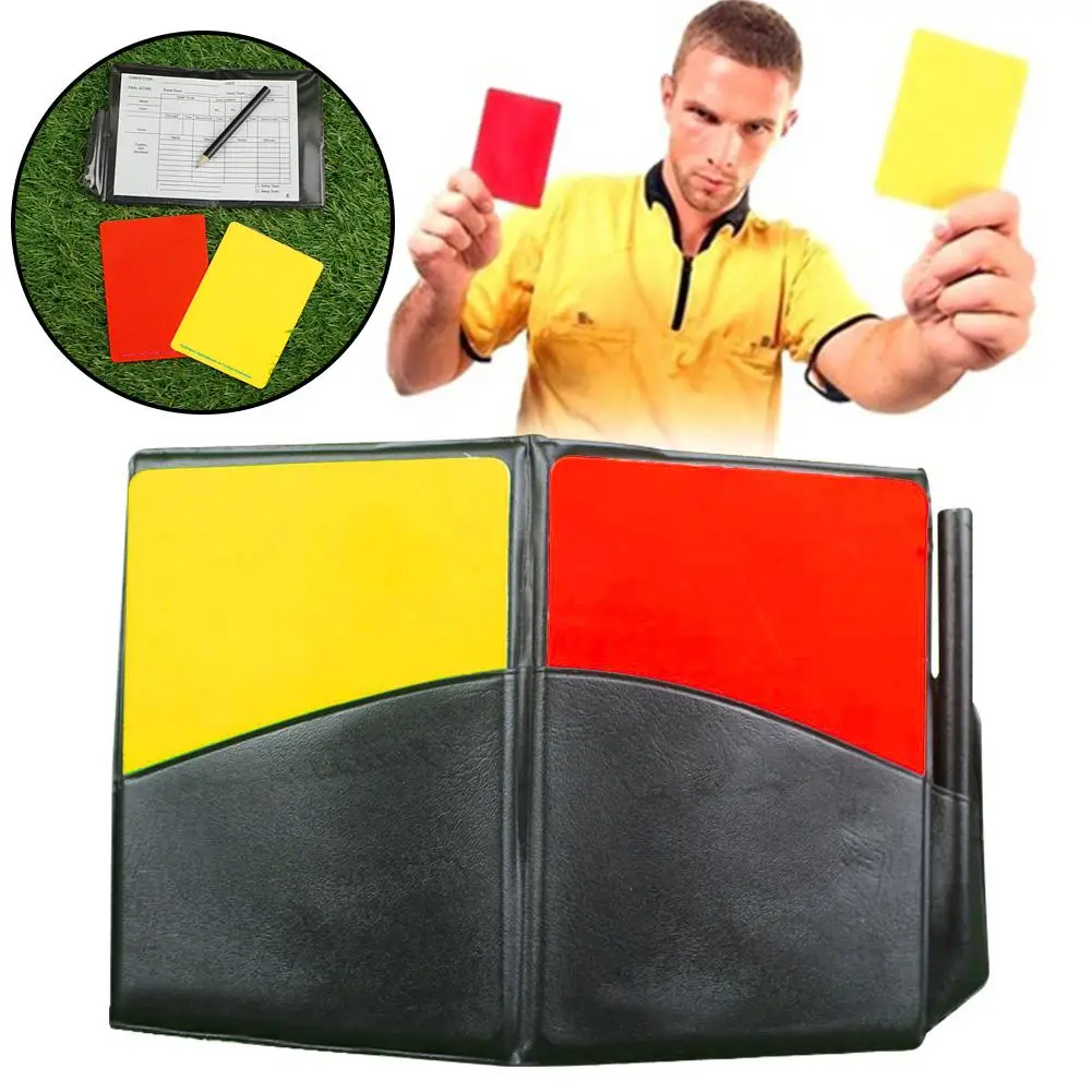 Fluorescent Red Yellow Card with Leather Wallet Pencil Recording Paper Soccer Referee Recording Red Yellow Cards
Fluorescent Red Yellow Card with Leather Wallet Pencil Recording Paper Soccer Referee Recording Red Yellow Cards