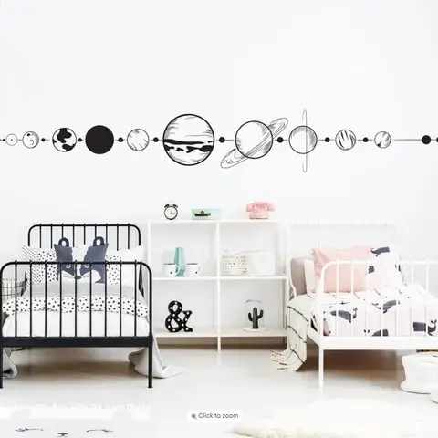 Large Planets Solar System Space Wall Sticker Bedroom School Sky Star Earth Wall Decal Playroom Vinyl Home Decor