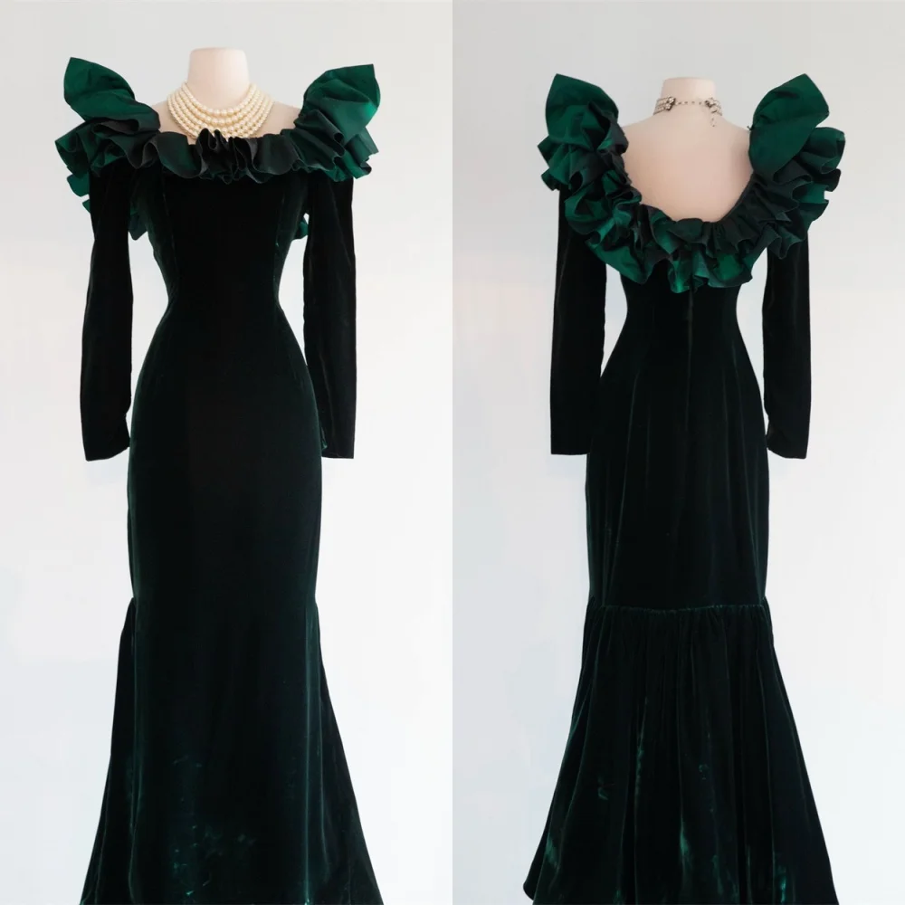 Customized Exquisite Green Velour Evening Dress Classic Strapless Off the Shoulder Long Sleeves Mermaid Bespoke Occasion Gowns
Customized Exquisite Green Velour Evening Dress Classic Strapless Off the Shoulder Long Sleeves Mermaid Bespoke Occasion Gowns