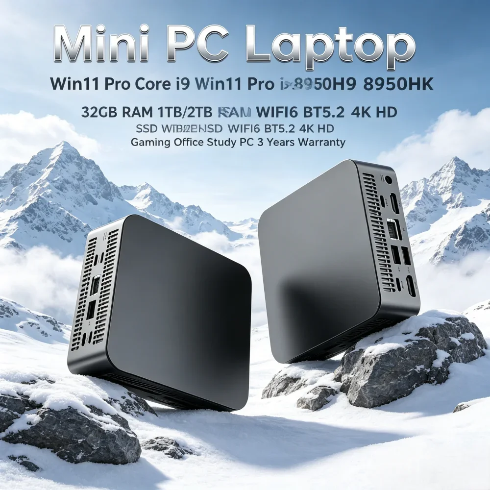 Mini PC Laptop Win11 Pro i9 8950HK 32GB RAM 1TB/2TB SSD WiFi6 BT5.2 4K HD Gaming Office PC 3-Year Warranty
Mini PC Laptop Win11 Pro i9 8950HK 32GB RAM 1TB/2TB SSD WiFi6 BT5.2 4K HD Gaming Office PC 3-Year Warranty