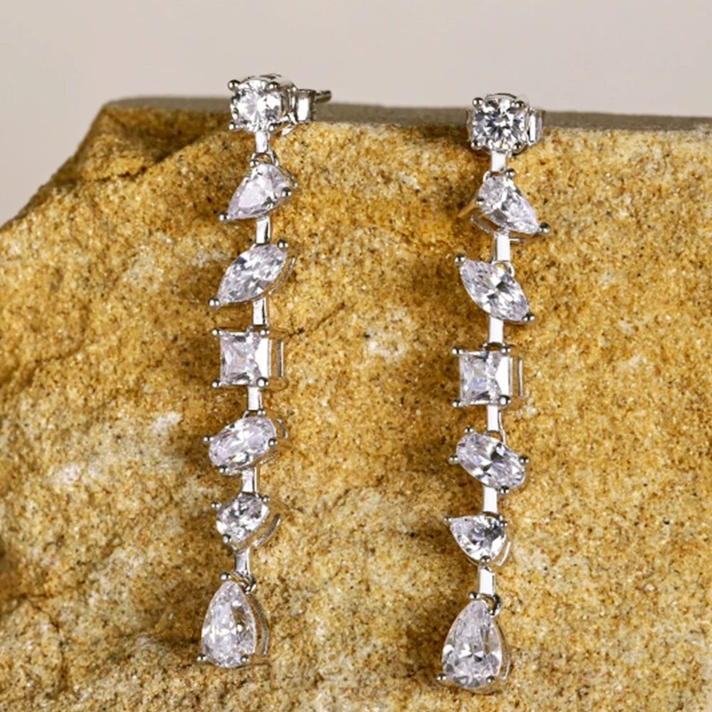 Real S925 Sterling Silver Earrings Bright Round Pear Olive Diamond Tassel Earrings Women Luxury Jewelry Shiny 5A Zircon Gift
Real S925 Sterling Silver Earrings Bright Round Pear Olive Diamond Tassel Earrings Women Luxury Jewelry Shiny 5A Zircon Gift