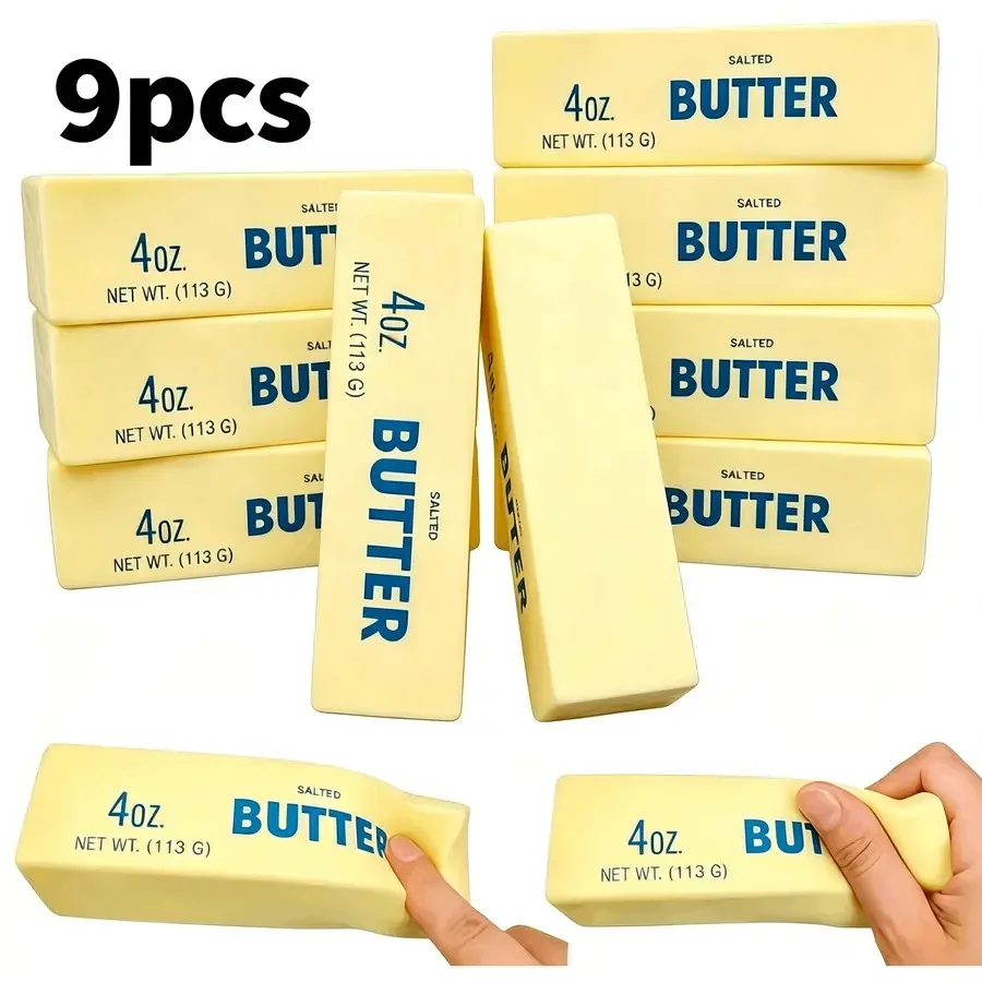 9-Pack Bulk Butter Squishies Classroom Reward, Party Favor and Stress Toy, Soft Slow-Rising Realistic Butter Sticks for Anxiety
9-Pack Bulk Butter Squishies Classroom Reward, Party Favor and Stress Toy, Soft Slow-Rising Realistic Butter Sticks for Anxiety