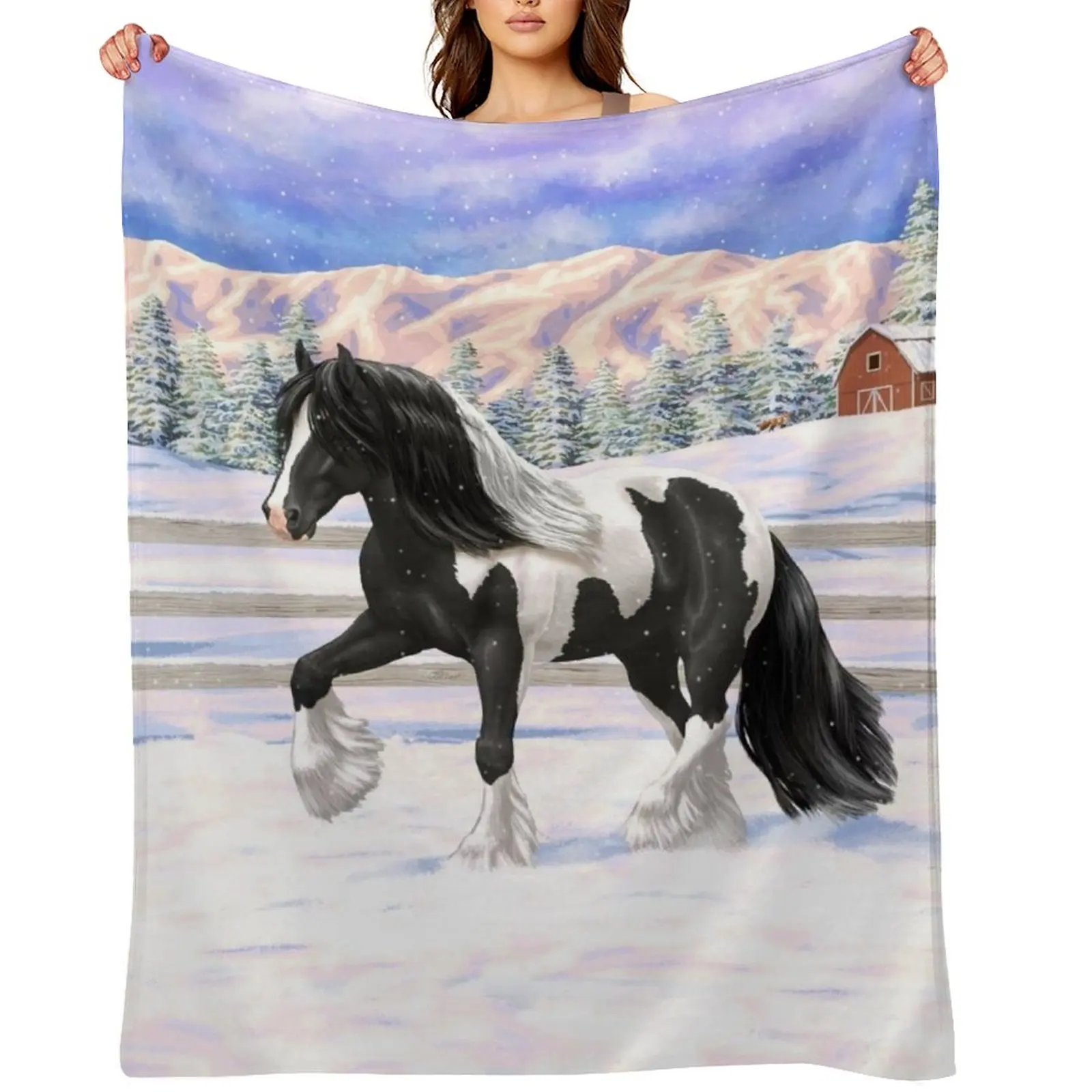 Black Pinto Piebald Gypsy Vanner Draft Horse In Snow Throw Blanket Baby Soft Plaid Designers Blankets
Black Pinto Piebald Gypsy Vanner Draft Horse In Snow Throw Blanket Baby Soft Plaid Designers Blankets