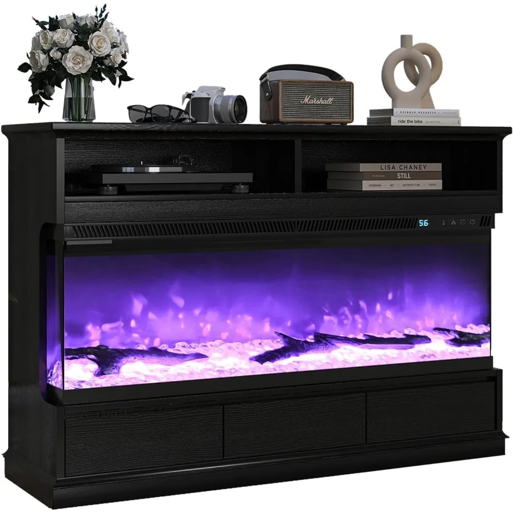 Fireplace TV Stand with 50" Electric Fireplace, Fireplace Entertainment Center with 3-Side Glass Insert, 3 Drawers, TV Consoles
Fireplace TV Stand with 50" Electric Fireplace, Fireplace Entertainment Center with 3-Side Glass Insert, 3 Drawers, TV Consoles