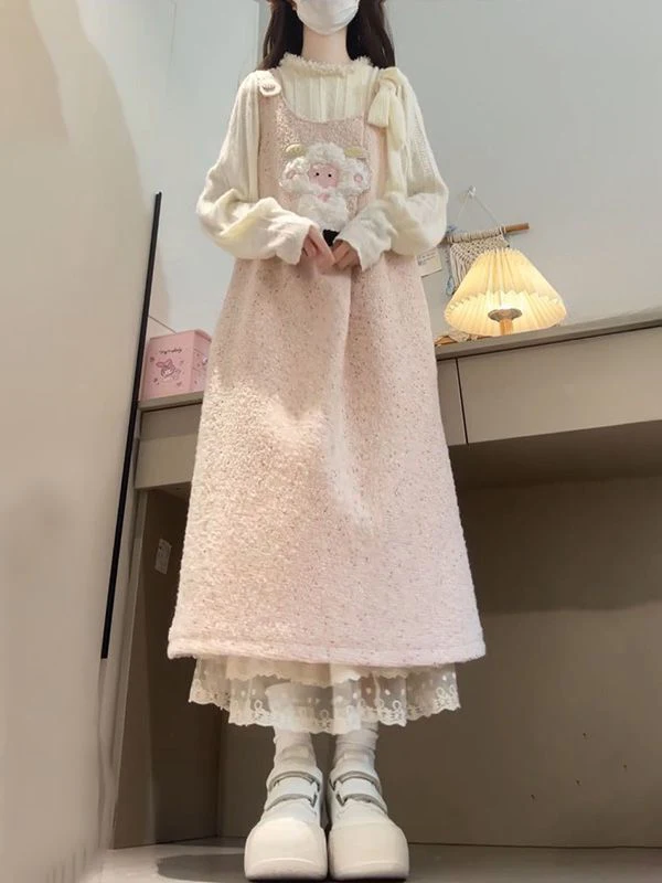 Adorable Pink Sheep Embroidery Top And Skirt Set Long Sleeve Base Shirt Youthful Two Piece Ensemble Fashionable Casual Wear
Adorable Pink Sheep Embroidery Top And Skirt Set Long Sleeve Base Shirt Youthful Two Piece Ensemble Fashionable Casual Wear