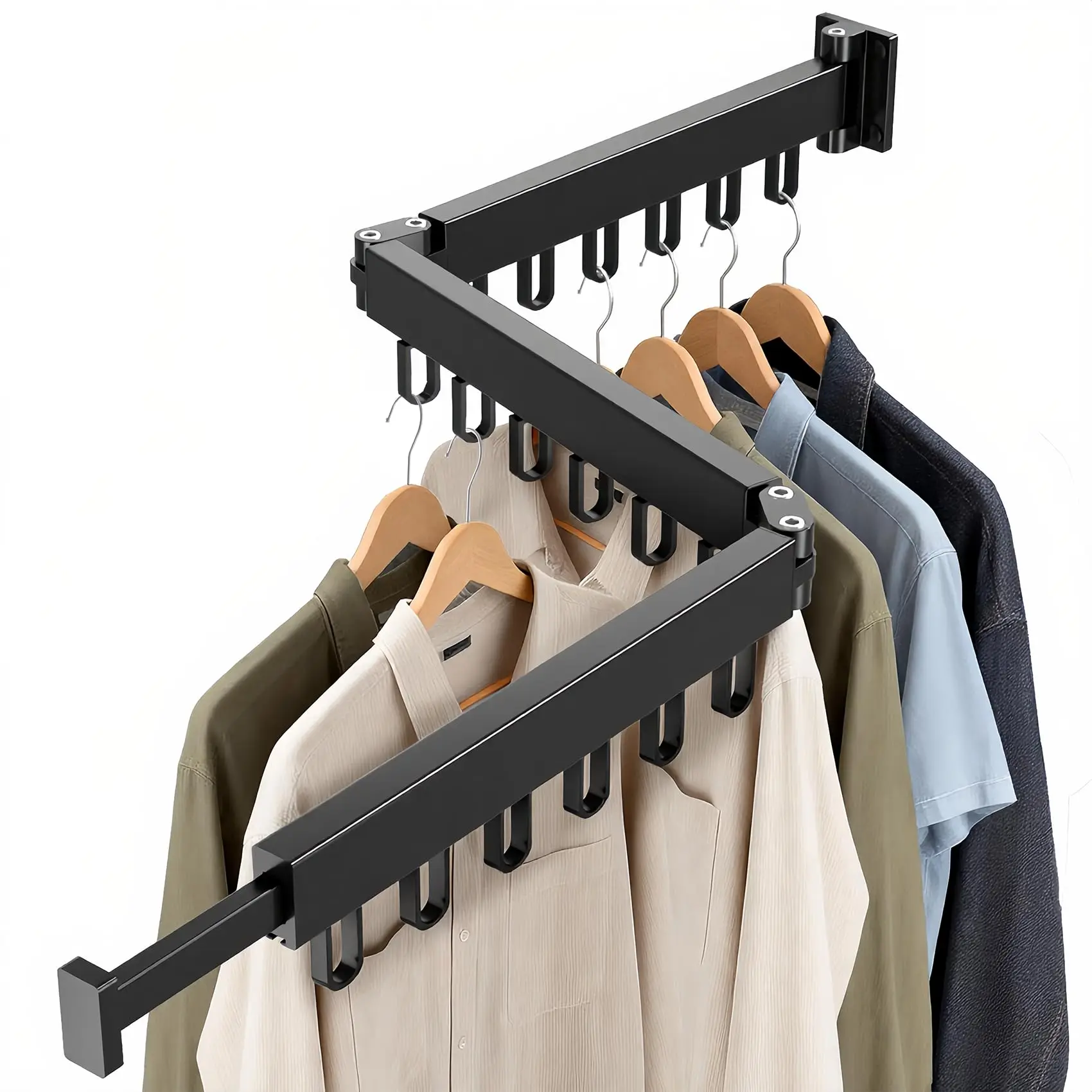 Wall Mounted Foldable Clothes Drying Rack With 18 Hooks For Indoor Outdoor Use
Wall Mounted Foldable Clothes Drying Rack With 18 Hooks For Indoor Outdoor Use
