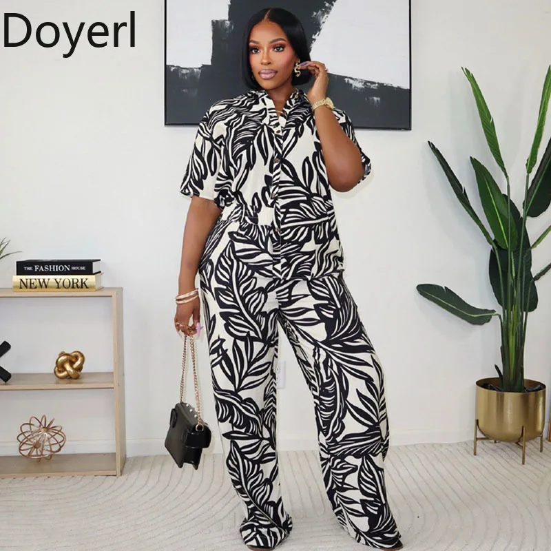 Doyerl Leaf Print Ladies Two Piece Sets Woman Short Sleeve Button Up Turn-down Collar Shirt Top and Wide Leg Pants Matching Sets
Doyerl Leaf Print Ladies Two Piece Sets Woman Short Sleeve Button Up Turn-down Collar Shirt Top and Wide Leg Pants Matching Sets