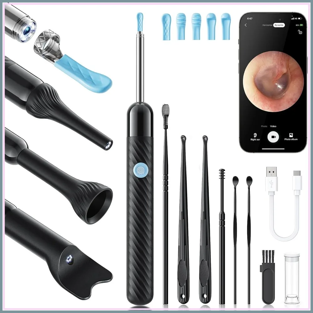 Ear Wax Removal Tool Camera, 1080P HD Ear Cleaner with 6 LED Lights, Otoscope for Ear/Nose/Throat Examination, Black
Ear Wax Removal Tool Camera, 1080P HD Ear Cleaner with 6 LED Lights, Otoscope for Ear/Nose/Throat Examination, Black