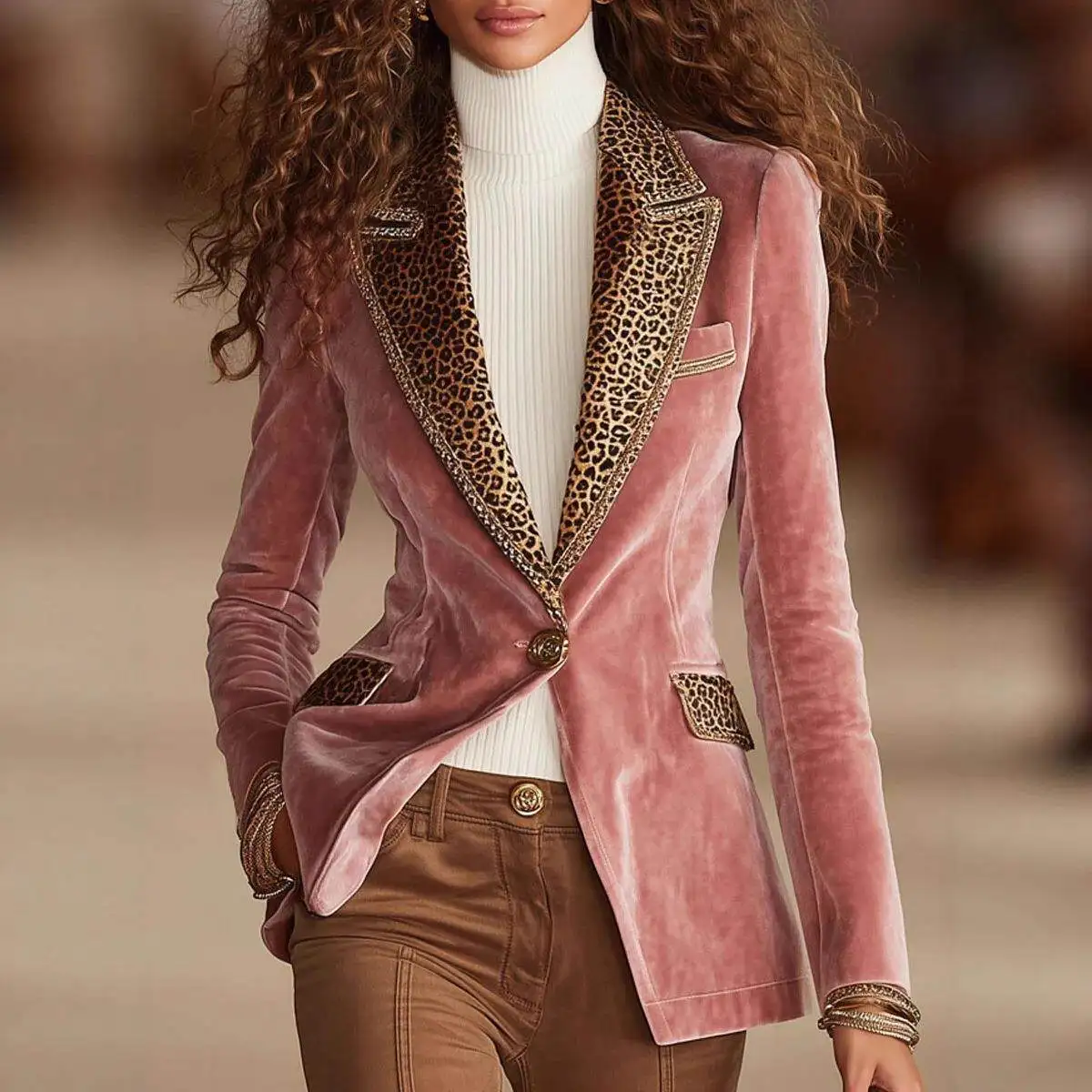 Long Sleeve Pure Color Splicing Lace Gold Velvet Jacket Women's Fashion Autumn Winter Seasonal Business Suit Style Clothing
Long Sleeve Pure Color Splicing Lace Gold Velvet Jacket Women's Fashion Autumn Winter Seasonal Business Suit Style Clothing