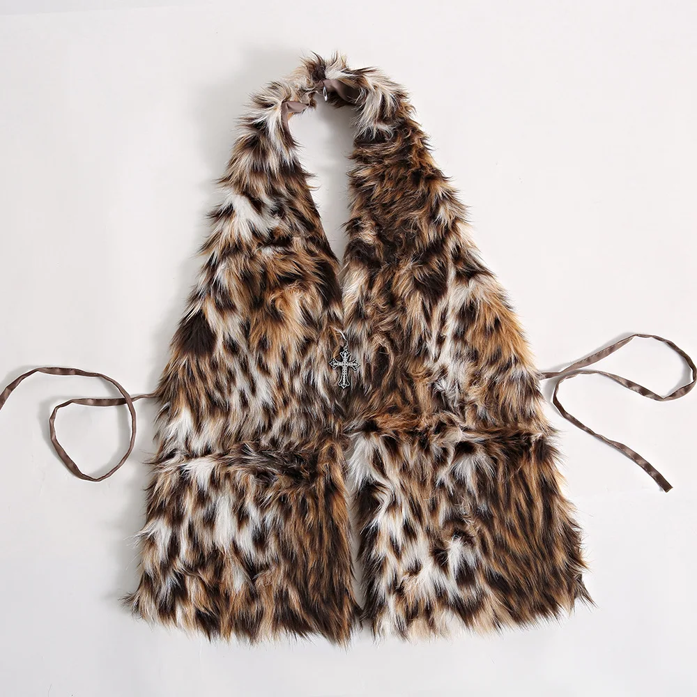 Top Faux Fur Waist-Cinching V-ne ort Length Faionable Coat Women's Fur Vest Artificial Leather Bal Strap
Top Faux Fur Waist-Cinching V-ne ort Length Faionable Coat Women's Fur Vest Artificial Leather Bal Strap