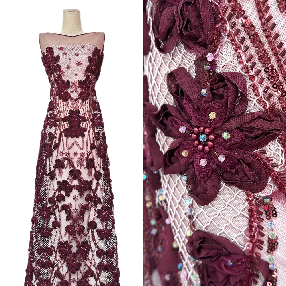 5Yards Latest 3D Flower Luxury African Beaded Lace Fabric 2026 High Quality French Nigerian Sequin Lace Fabric Wedding Dresses
5Yards Latest 3D Flower Luxury African Beaded Lace Fabric 2026 High Quality French Nigerian Sequin Lace Fabric Wedding Dresses