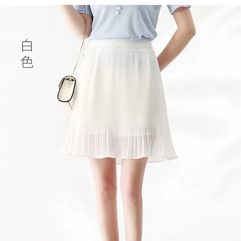 Women Black Fashion All-match Elegant Pleated Chiffon Mini Skirt Elastic Waist A Line Flowy Korean Skirt
Women Black Fashion All-match Elegant Pleated Chiffon Mini Skirt Elastic Waist A Line Flowy Korean Skirt