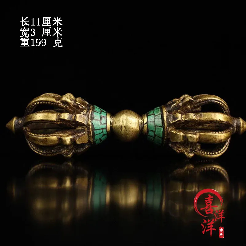 Wenwan Tibet pure copper inlaid with gemstones, nine strands of Dorje's demonic pestle, vajra pestle, hand handle, tantra magic
Wenwan Tibet pure copper inlaid with gemstones, nine strands of Dorje's demonic pestle, vajra pestle, hand handle, tantra magic