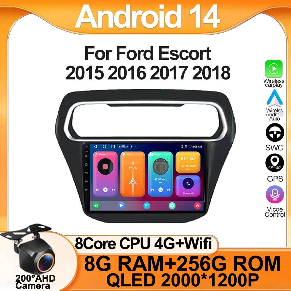 Android Auto Carplay For Ford Escort 2015 2016 2017 2018 Bluetooth 4G Rear camera Automotive Multimedia Receiver Stereo CPU
Android Auto Carplay For Ford Escort 2015 2016 2017 2018 Bluetooth 4G Rear camera Automotive Multimedia Receiver Stereo CPU