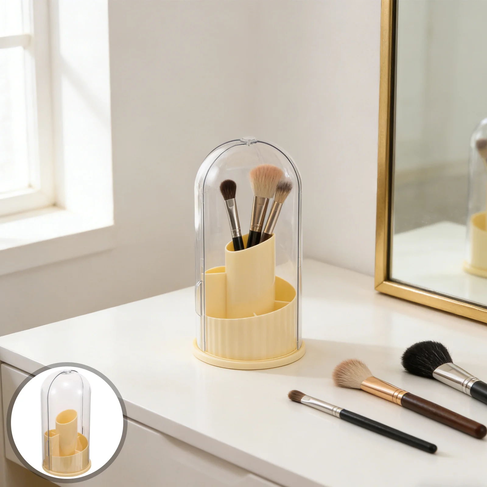 Makeup Brush Storage Organizer with Cover - Round Spinning Brush Holder for Bathroom Vanity Desktop Dust Moisture Protection
Makeup Brush Storage Organizer with Cover - Round Spinning Brush Holder for Bathroom Vanity Desktop Dust Moisture Protection