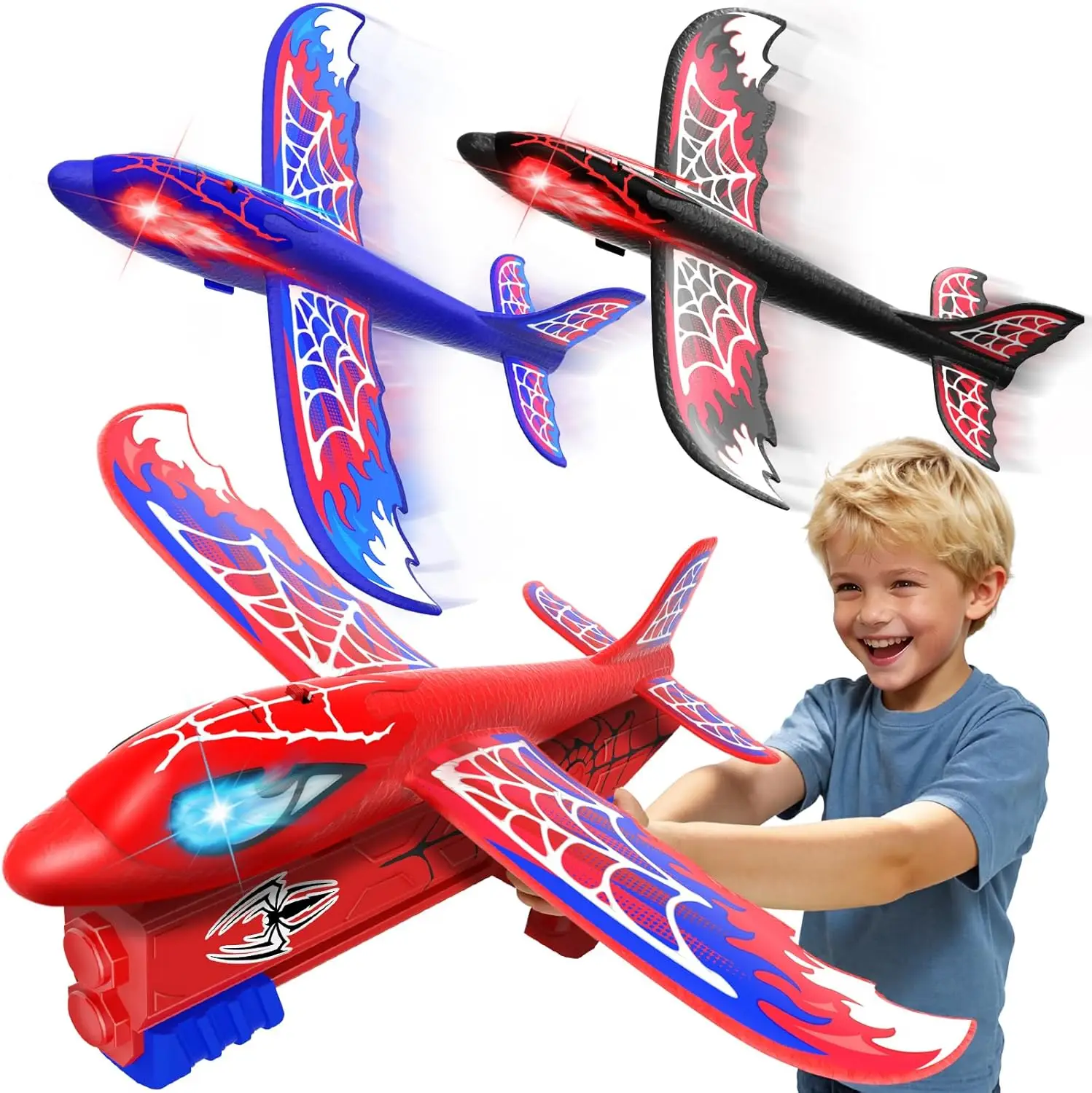 Airplane Launcher Toy with Glowing Eyes & Web Wings, 2 Flight Modes Outdoor Games for Kids Ages 3-12 Birthday Gift
Airplane Launcher Toy with Glowing Eyes & Web Wings, 2 Flight Modes Outdoor Games for Kids Ages 3-12 Birthday Gift