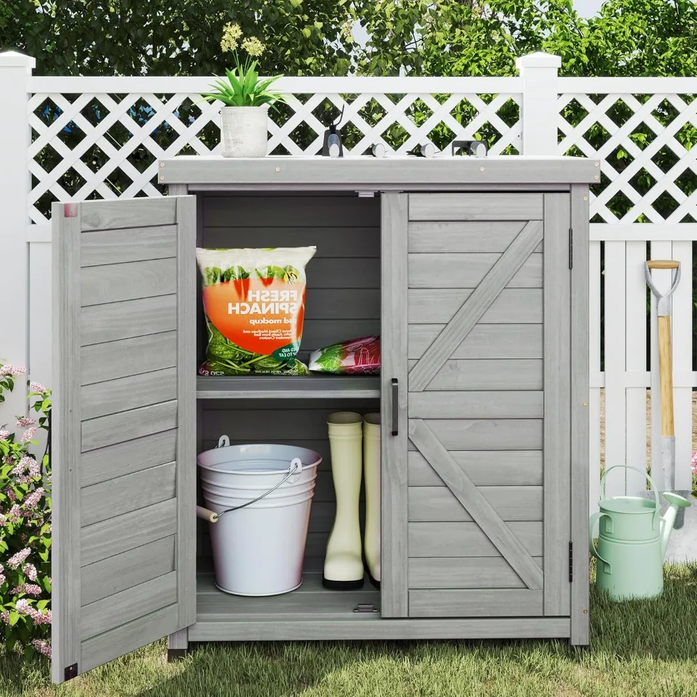 Outdoor Storage Cabinet & Potting Bench Table with Metal Top, Wooden Patio Furniture, Garden Workstation, Customized
Outdoor Storage Cabinet & Potting Bench Table with Metal Top, Wooden Patio Furniture, Garden Workstation, Customized
