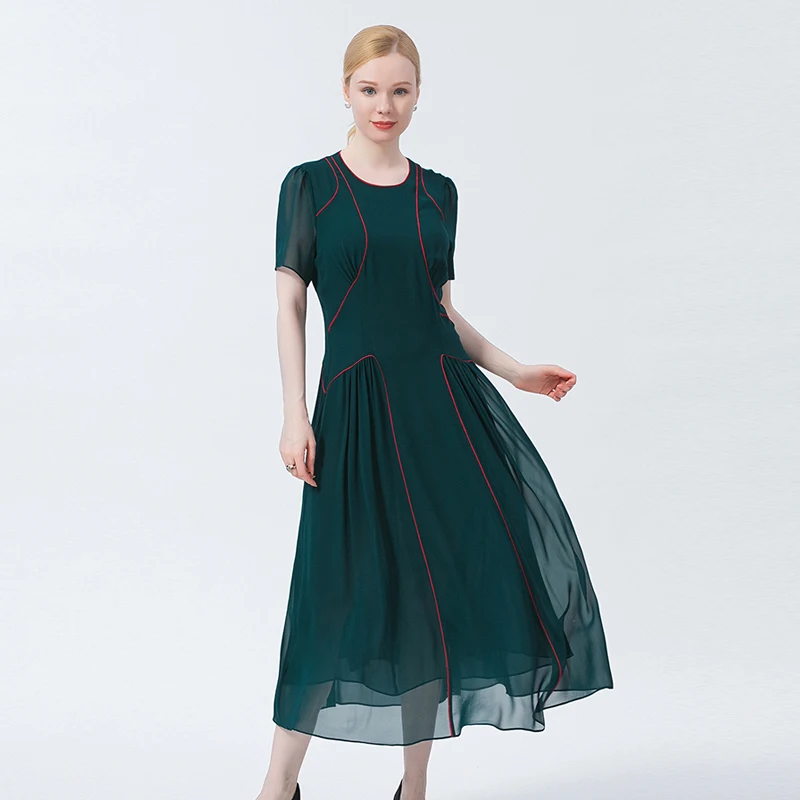 Summer Silk Georgette Hole Green Dresses O-Neck Pullover Open Line Decoration Loose Breathable Zipper Long Woman Dress AE983
Summer Silk Georgette Hole Green Dresses O-Neck Pullover Open Line Decoration Loose Breathable Zipper Long Woman Dress AE983