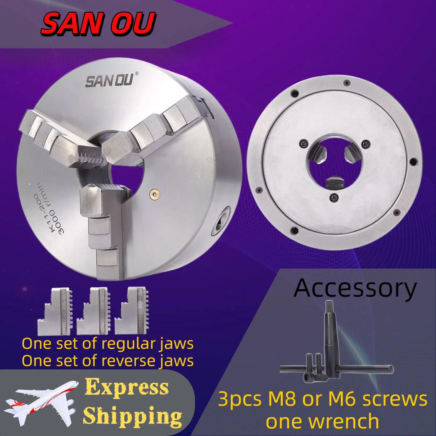 K11-80 3-Jaw Self-Centering Lathe Chuck 4800r/min Precision Metalworking Chuck 80mm with Jaws & Wrench
K11-80 3-Jaw Self-Centering Lathe Chuck 4800r/min Precision Metalworking Chuck 80mm with Jaws & Wrench