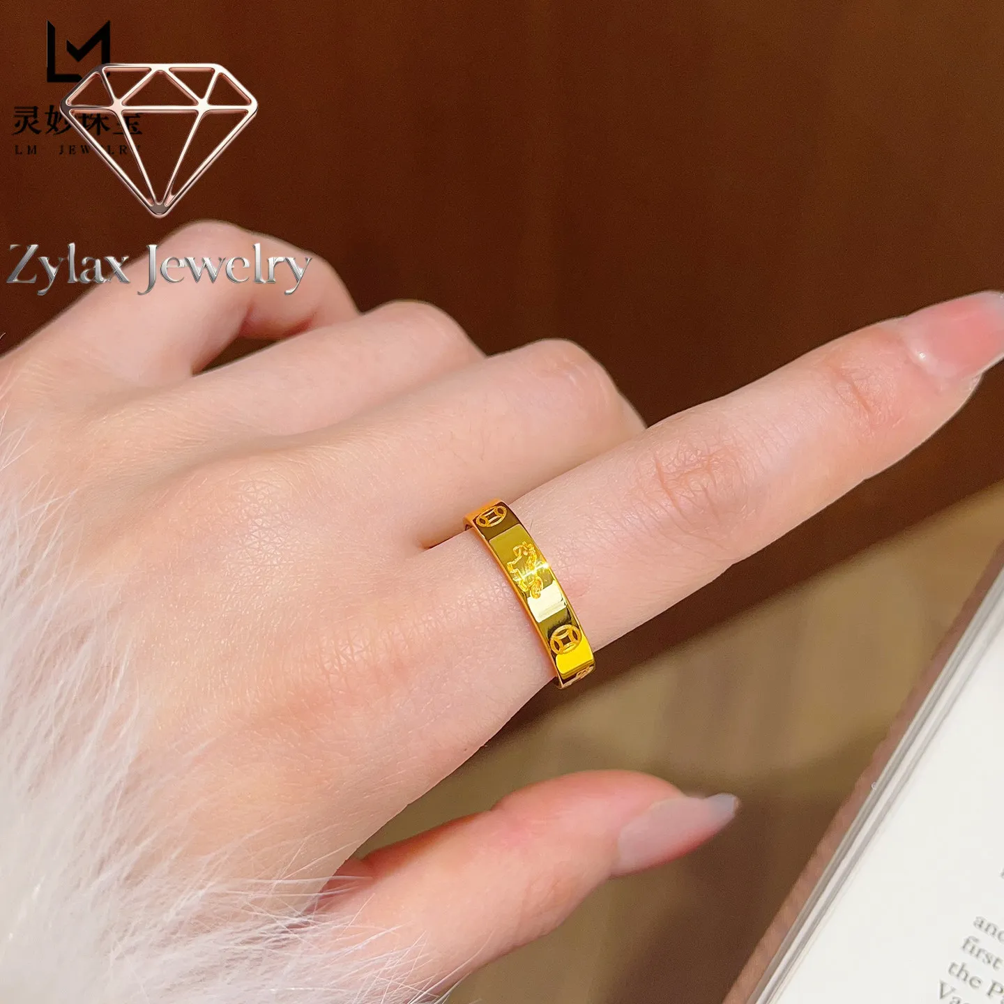 Zylax Jewelry Dignified Ring Women's 24K Gold AU999 - Exquisitely Crafted Copper Coin Band, Wealth Wish Noble Design, Elder Gift
Zylax Jewelry Dignified Ring Women's 24K Gold AU999 - Exquisitely Crafted Copper Coin Band, Wealth Wish Noble Design, Elder Gift