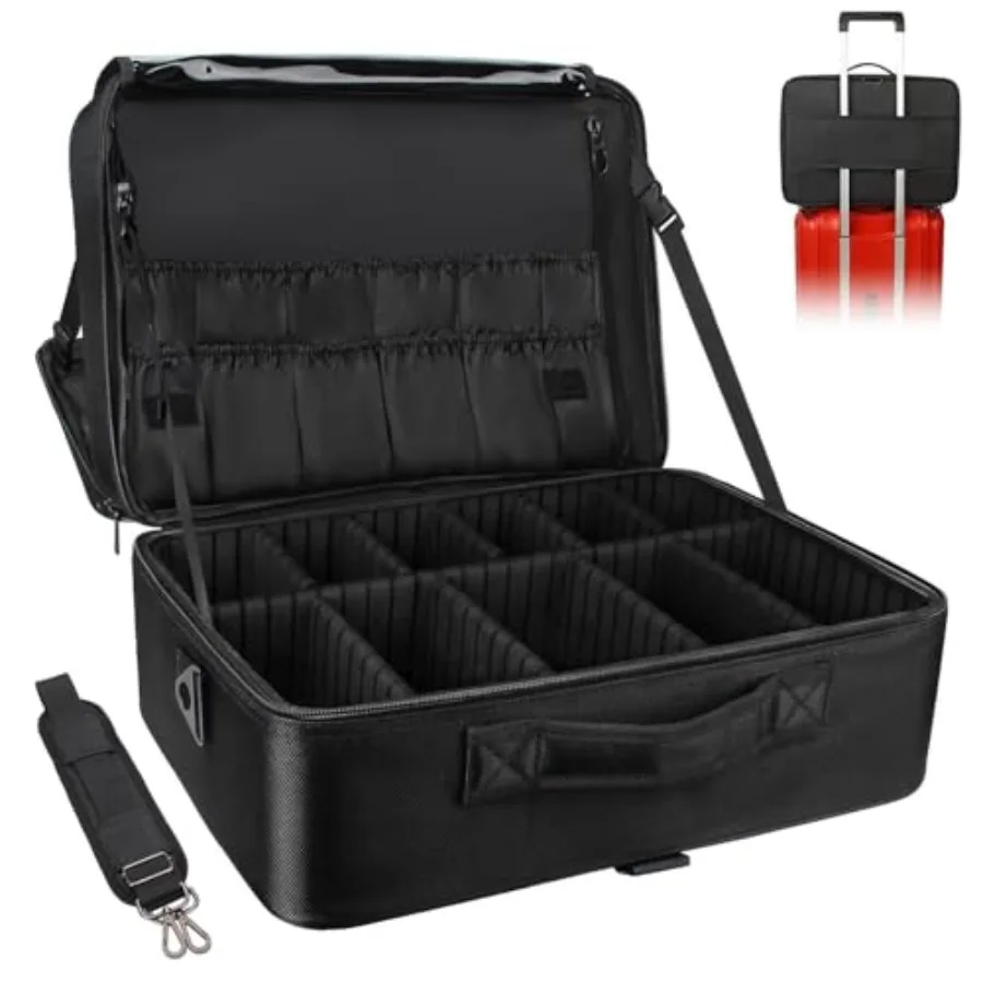 Etra Makeup Case, Makeup Artist Set Bag Professional Cosmetic Organizer Bag Storage Box with Makeup Brush Holder, Adjustable Di
Etra Makeup Case, Makeup Artist Set Bag Professional Cosmetic Organizer Bag Storage Box with Makeup Brush Holder, Adjustable Di