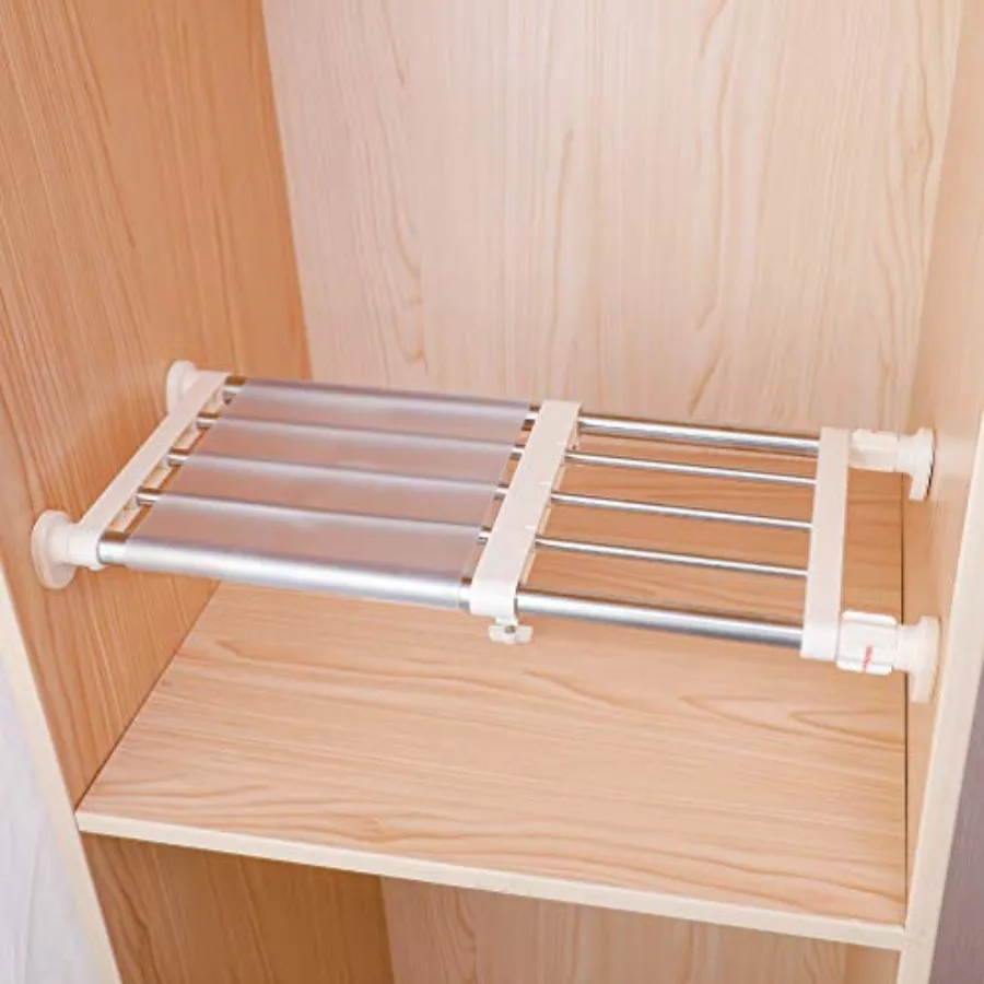 Closet Tension Shelf and Rod Expandable Adjustable Storage Rack Metal Organizer DIY Divider Separator for Cabinet Wardrobe Cupb
Closet Tension Shelf and Rod Expandable Adjustable Storage Rack Metal Organizer DIY Divider Separator for Cabinet Wardrobe Cupb