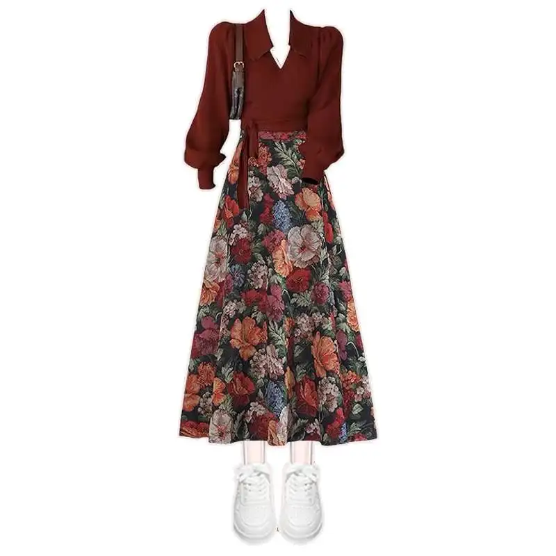 plus Size Autumn Set 2024 New Sle Slimming High-End Red Knitted Top Floral f Skirt Two-Piece Set Women's Faion
plus Size Autumn Set 2024 New Sle Slimming High-End Red Knitted Top Floral f Skirt Two-Piece Set Women's Faion