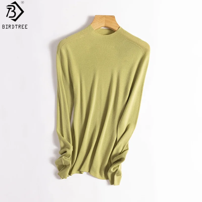 Женская вязаная рубашка Birdtree из 100% овечьей шерсти, 18-игольная камвольная пряжа, полувысокий воротник, осенняя, с длинным рукавом, T59316JF
Женская вязаная рубашка Birdtree из 100% овечьей шерсти, 18-игольная камвольная пряжа, полувысокий воротник, осенняя, с длинным рукавом, T59316JF