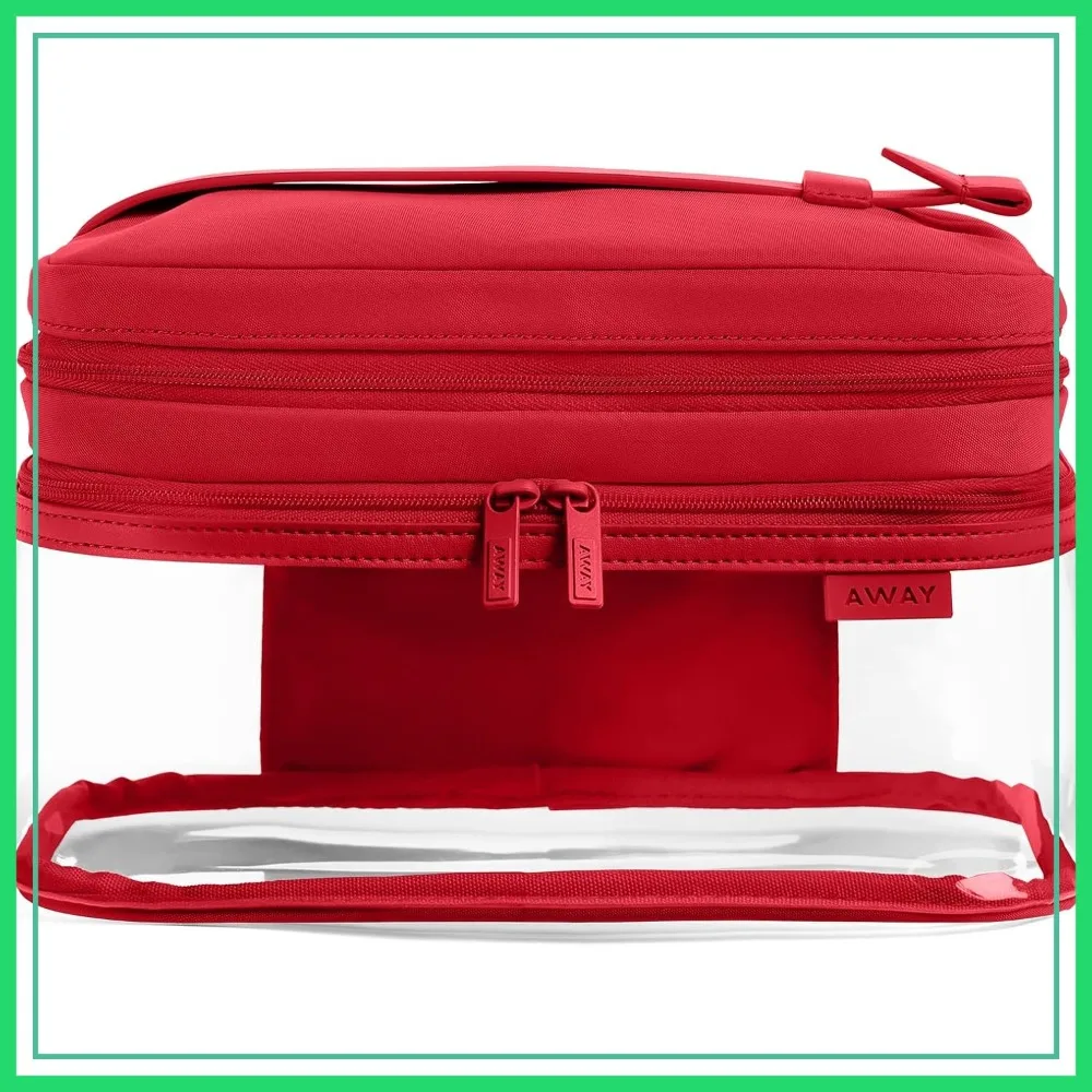 TSA Approved Double Compartment Makeup Organizer, Transparent Clear Cosmetic Case for Travel with Leather Handle, Cherry Red
TSA Approved Double Compartment Makeup Organizer, Transparent Clear Cosmetic Case for Travel with Leather Handle, Cherry Red