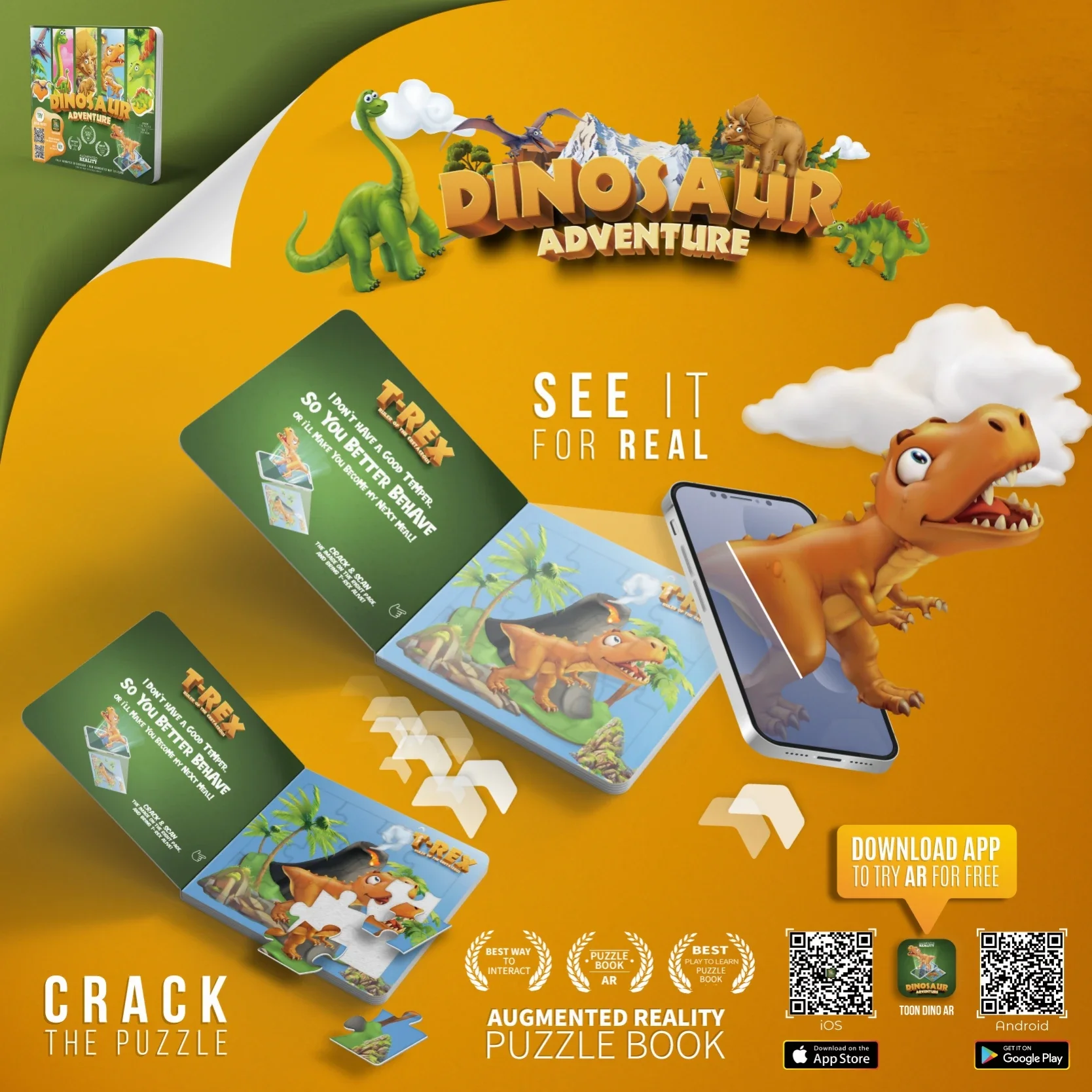 AR Technology Dinosaurs Wildworld Puzzle a Gift for Children Family Activity Enrich Knowledge Early Education Boys and Girls
AR Technology Dinosaurs Wildworld Puzzle a Gift for Children Family Activity Enrich Knowledge Early Education Boys and Girls