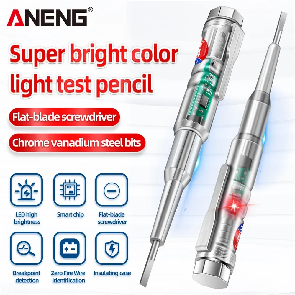 ANENG B14 Universal Voltage Tester 24-250V Screwdriver Probe 1/2PCS With Indicator Light Sound and Light Alarm Test Pen Tools
ANENG B14 Universal Voltage Tester 24-250V Screwdriver Probe 1/2PCS With Indicator Light Sound and Light Alarm Test Pen Tools